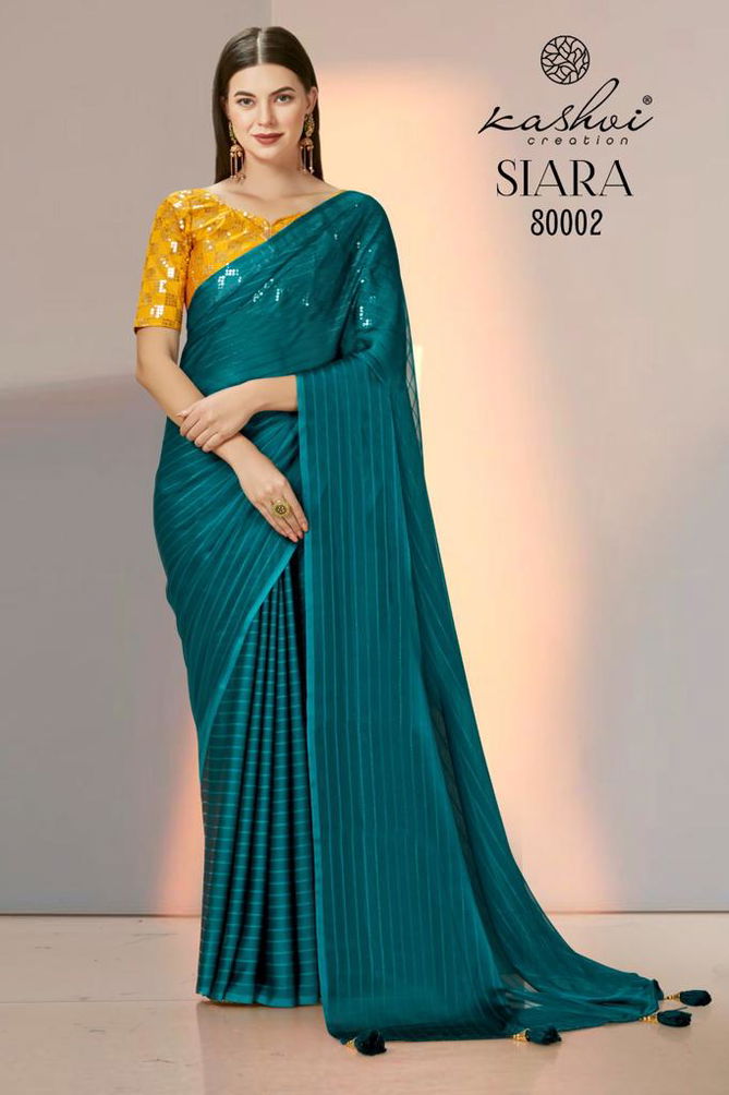 Siara 80001-80008 By Kashvi Plain Party Wear Sarees Catalog